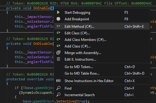 Right clicking on a method to demonstrate the 'Edit Method' option in the context menu.